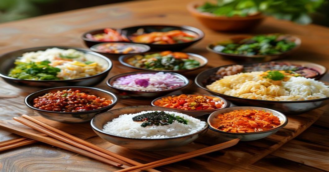 Homemade kimchi served as a fermented side dish alongside traditional Korean meal