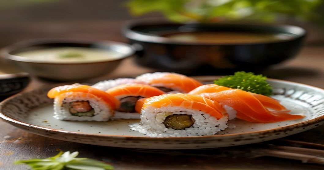 Sushi rolls made with perfectly cooked rice from a Korean cooker