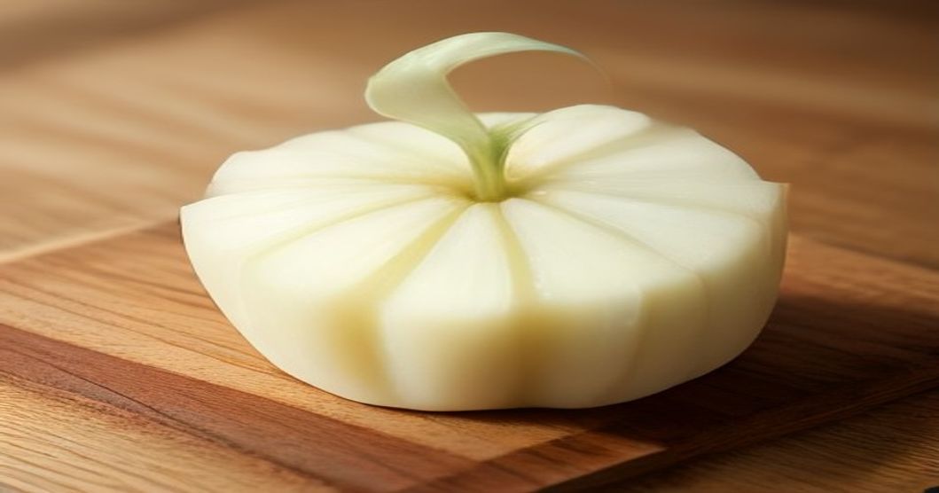 Preparing daikon radish for kimchi by slicing into thin matchsticks