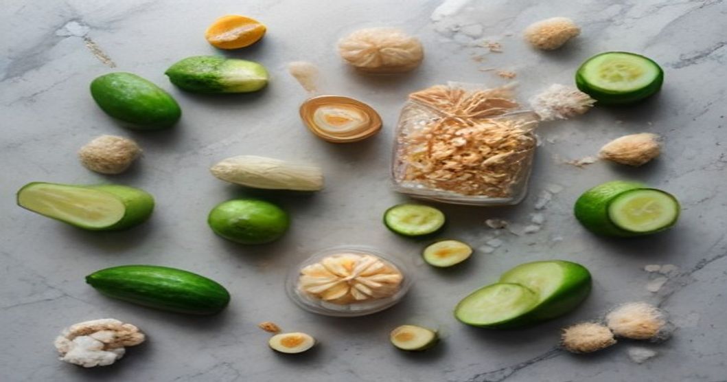 Essential ingredients for making quick cucumber kimchi with chili flakes at home